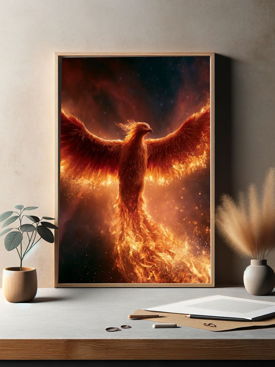 Phoenix Rising Illustration Poster. — room view 2