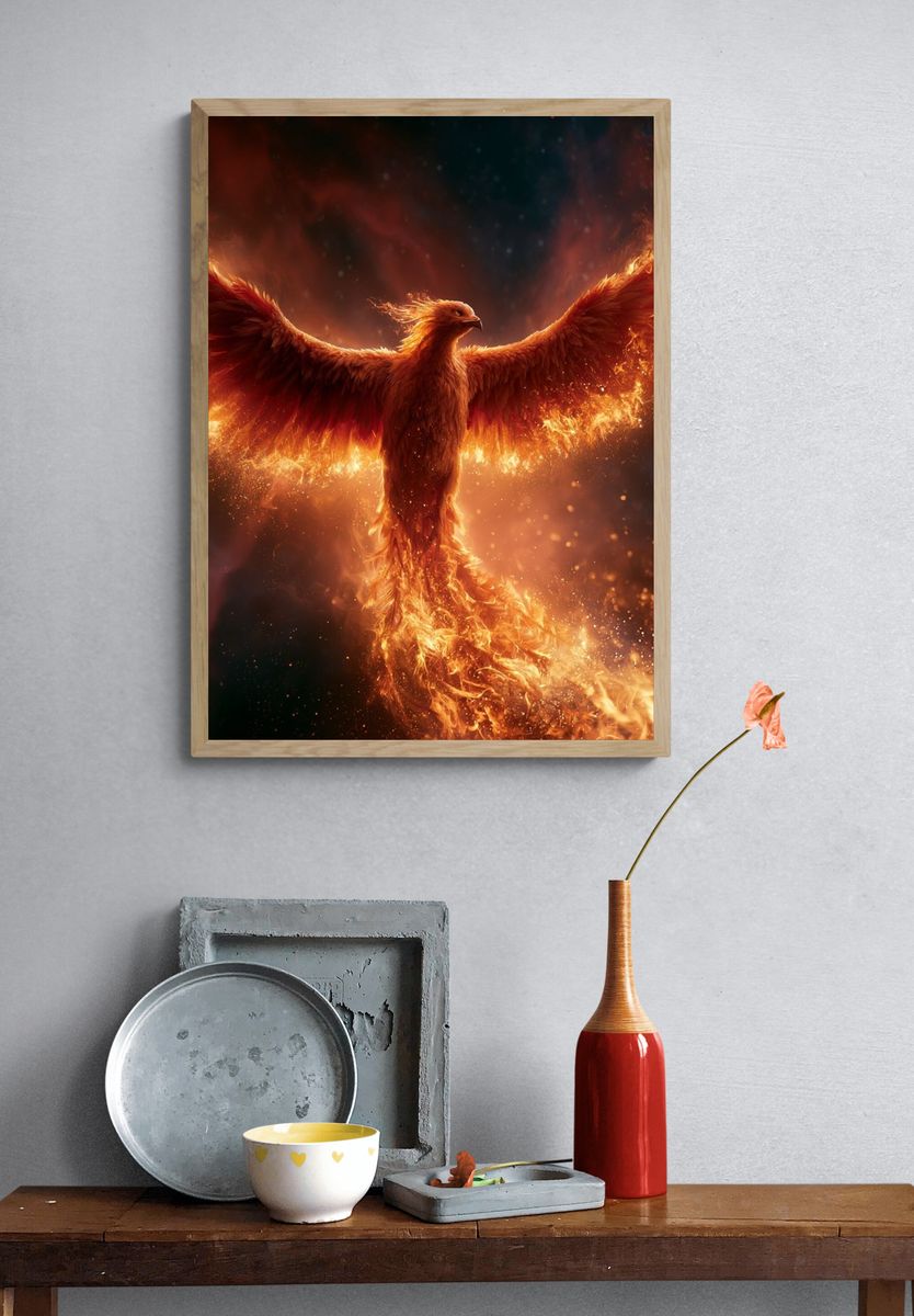 Phoenix Rising Illustration Poster. — room view 3