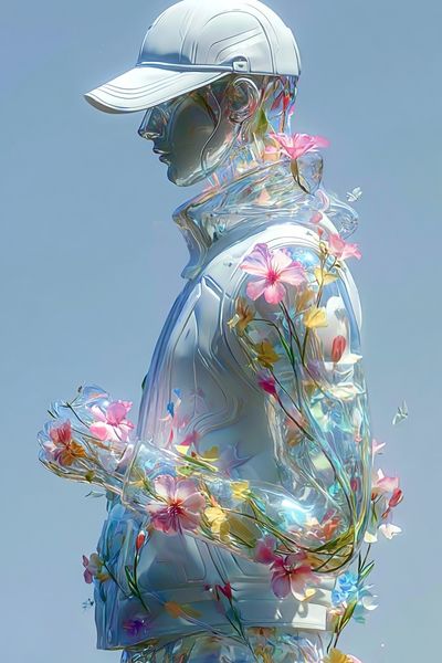 Floral Glass Figure Illustration Print. poster print