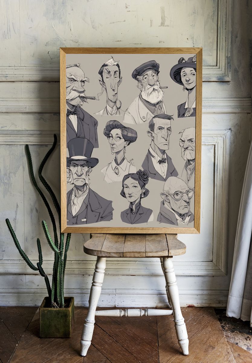 Character Portrait Sketch Print. — room view 1