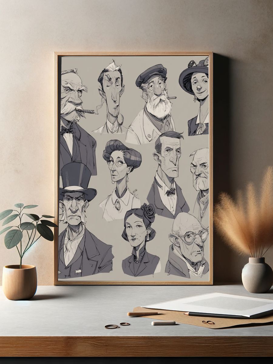 Character Portrait Sketch Print. — room view 2