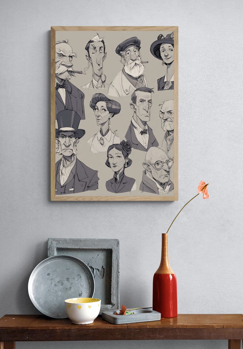 Character Portrait Sketch Print. — room view 3