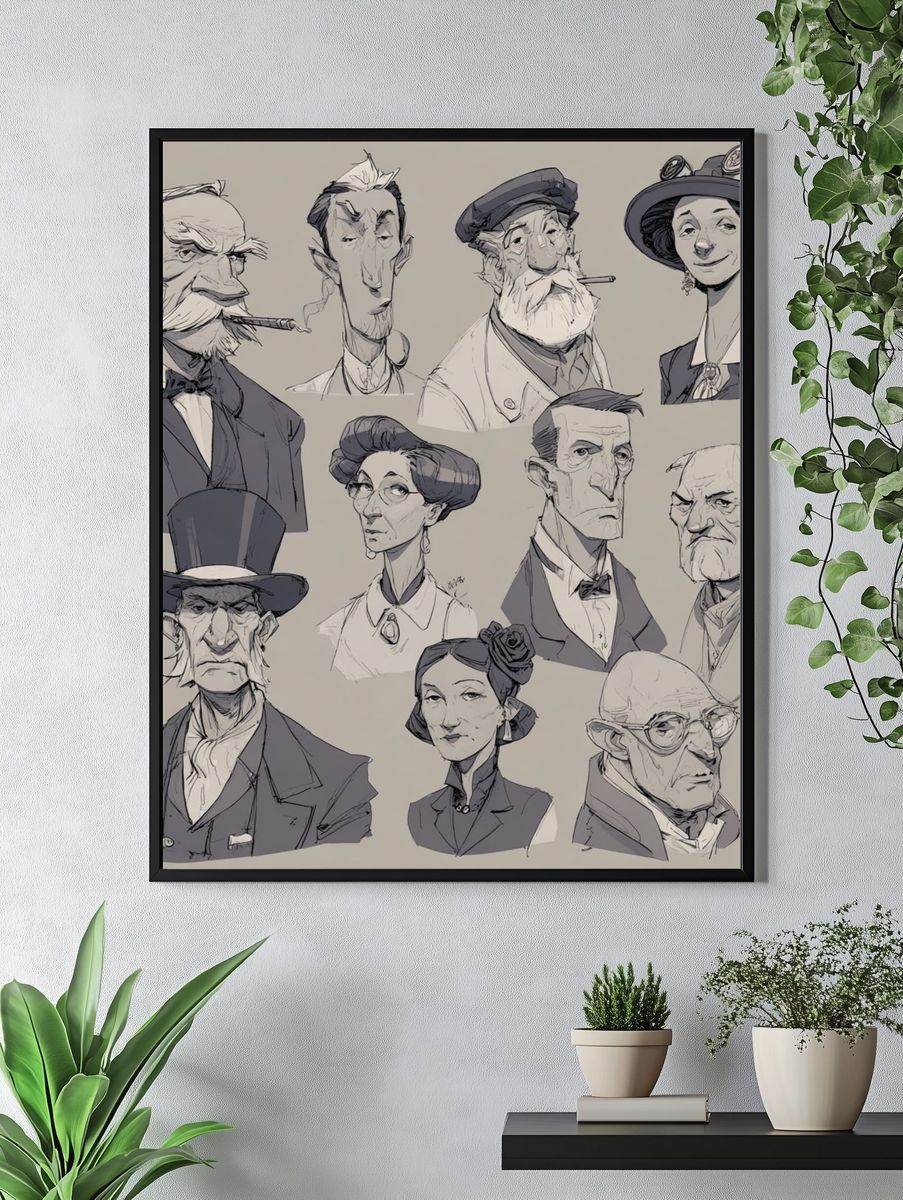 Character Portrait Sketch Print. — room view 4