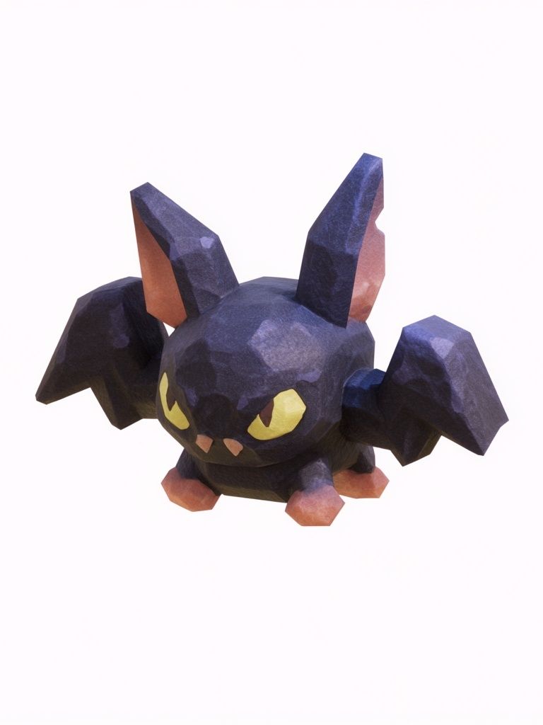 Low-Poly Bat Cat Illustration Poster. poster detail