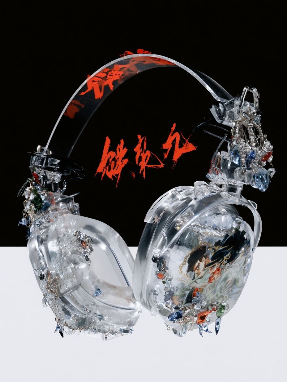 Crystal Headphones Digital Art Poster. poster detail