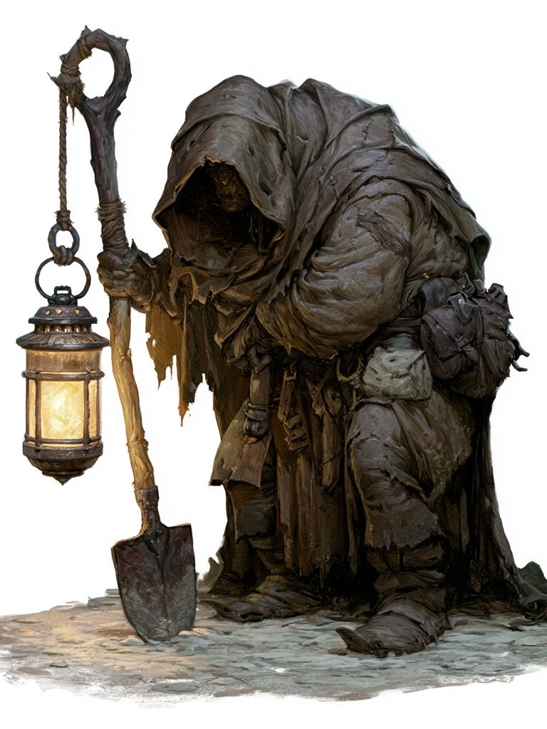 Hooded Lantern Keeper Illustration Print. poster — illustration art