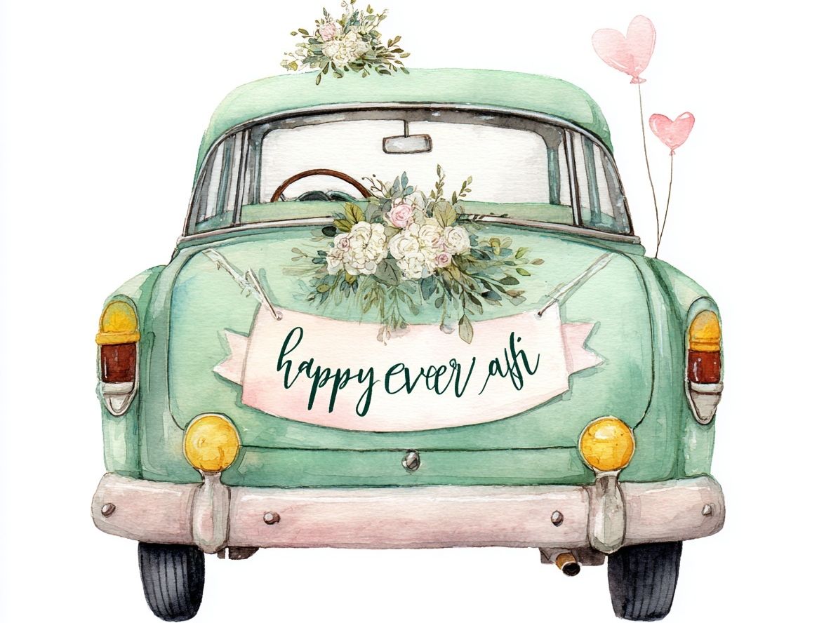 Happy Ever After Car Illustration Poster. poster — illustration art