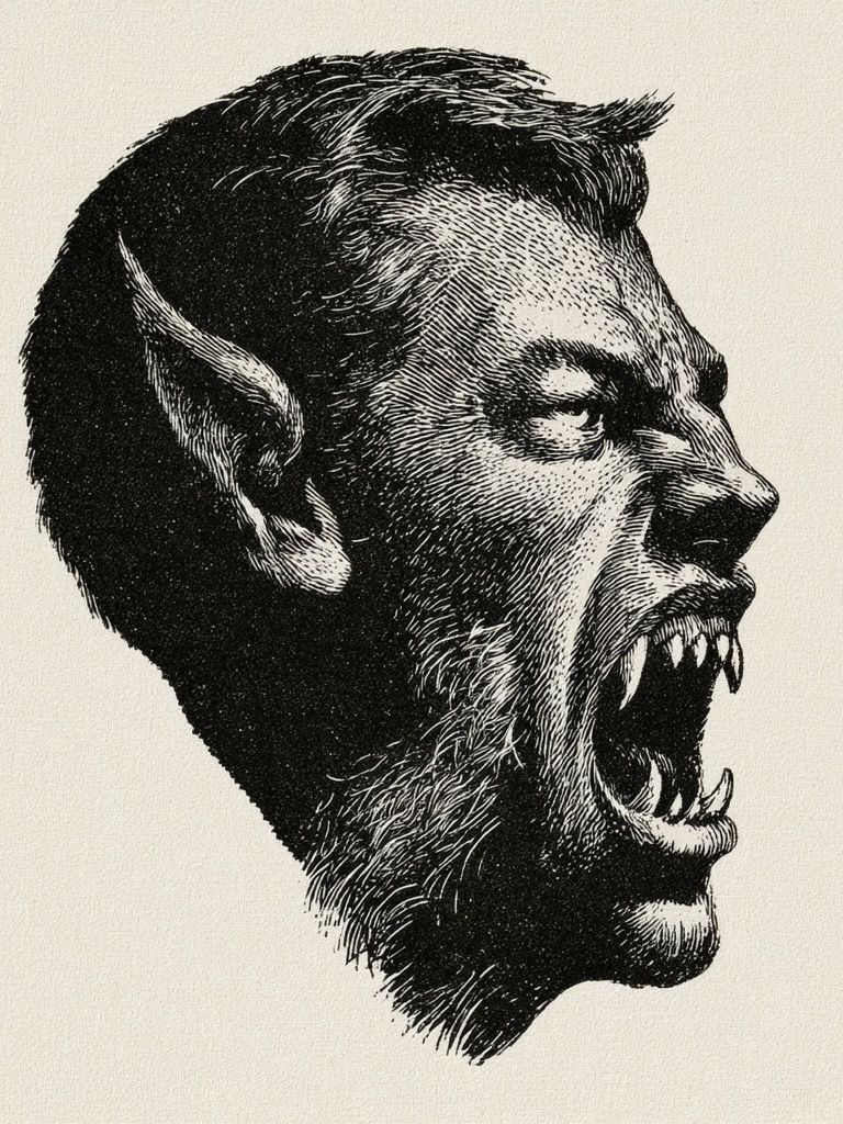 Werewolf Profile Illustration Poster. poster — illustration art