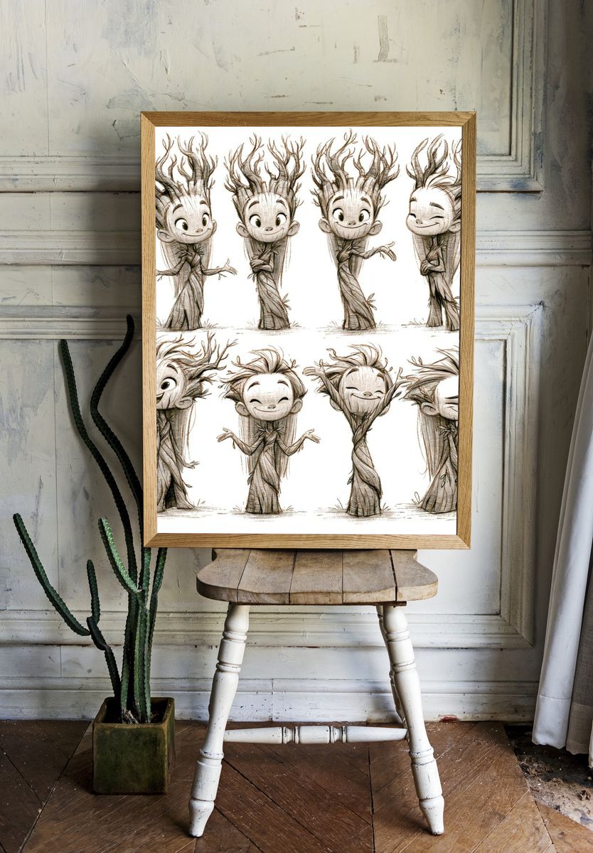 Whimsical Tree Spirit Characters Poster. — room view 1