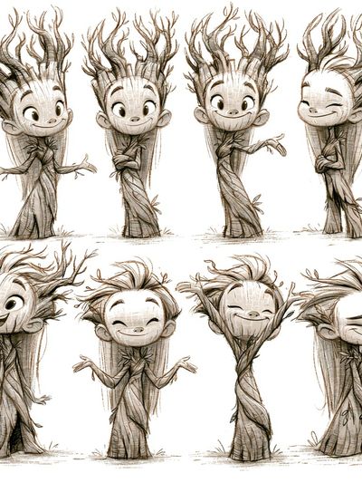 Whimsical Tree Spirit Characters Poster. poster