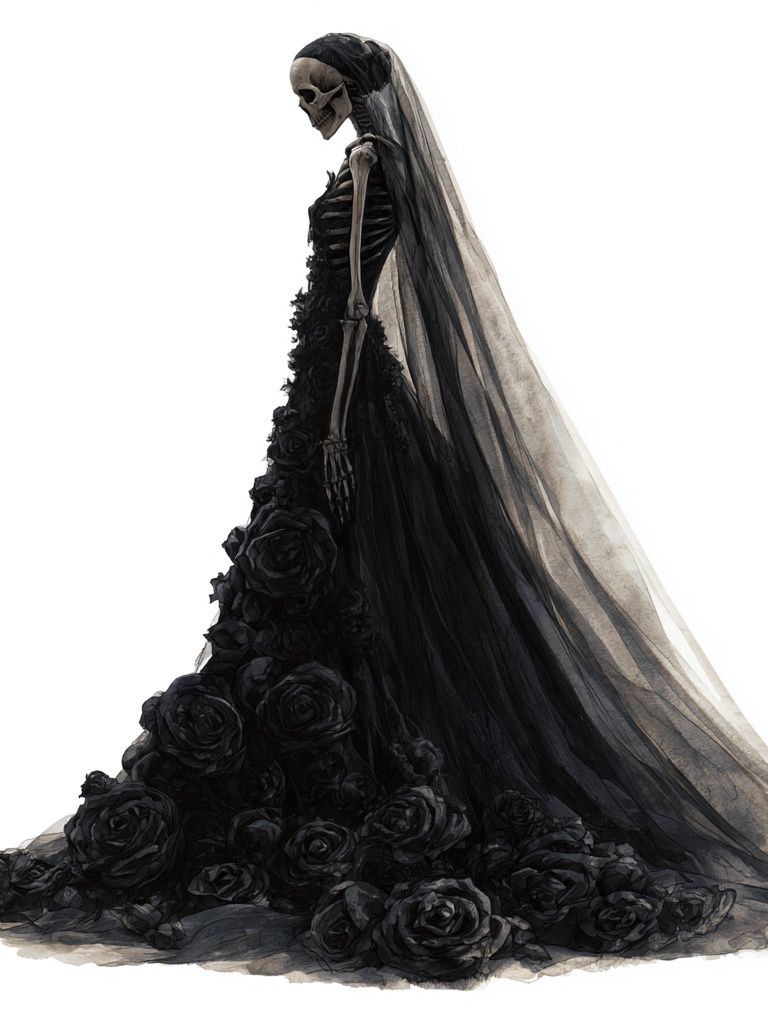 Gothic Skeleton Bride Illustration Poster. poster detail