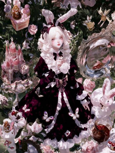 Gothic Bunny Girl Illustration Poster. poster print