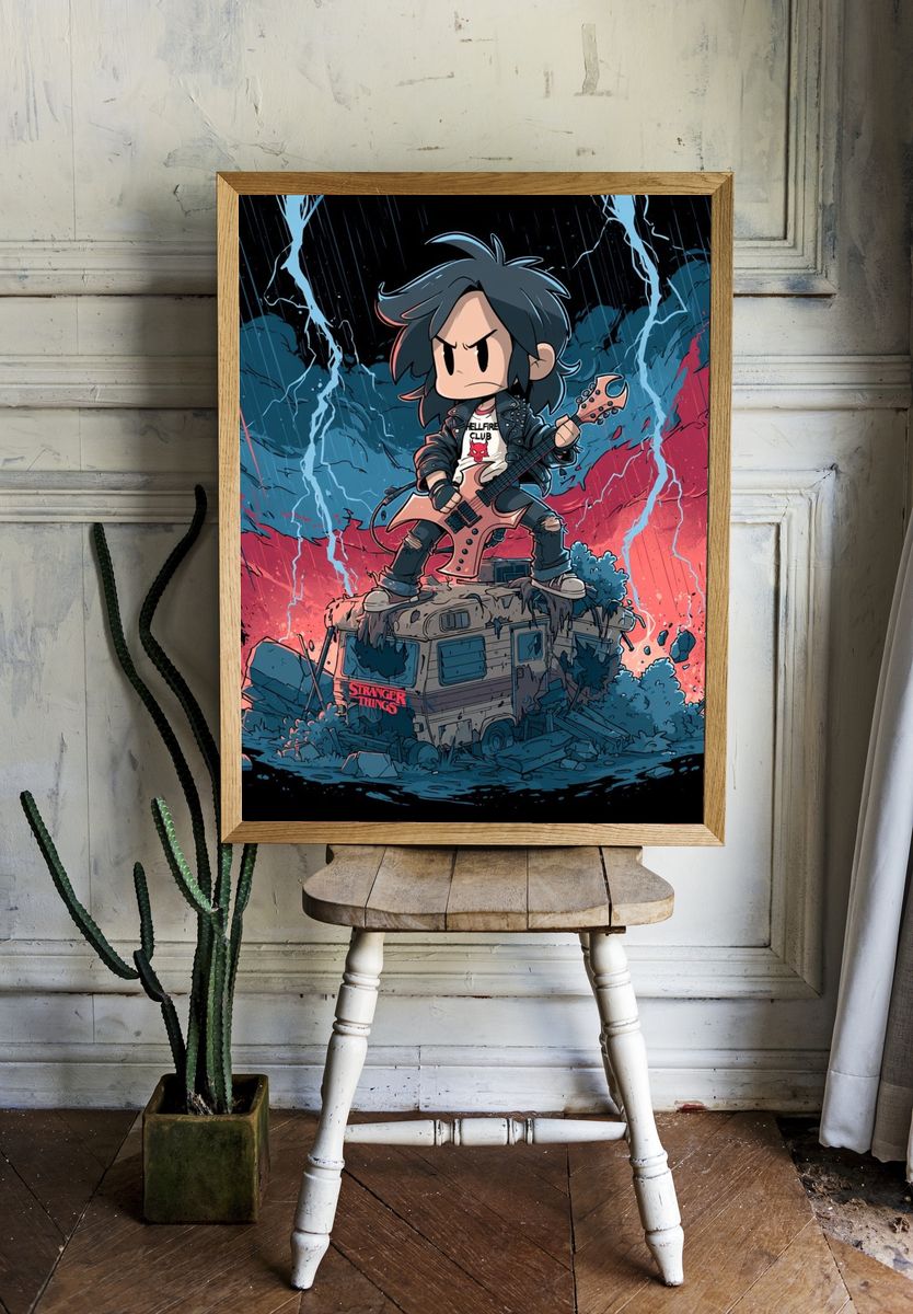 Stranger Things Rock Guitar Poster. — room view 1