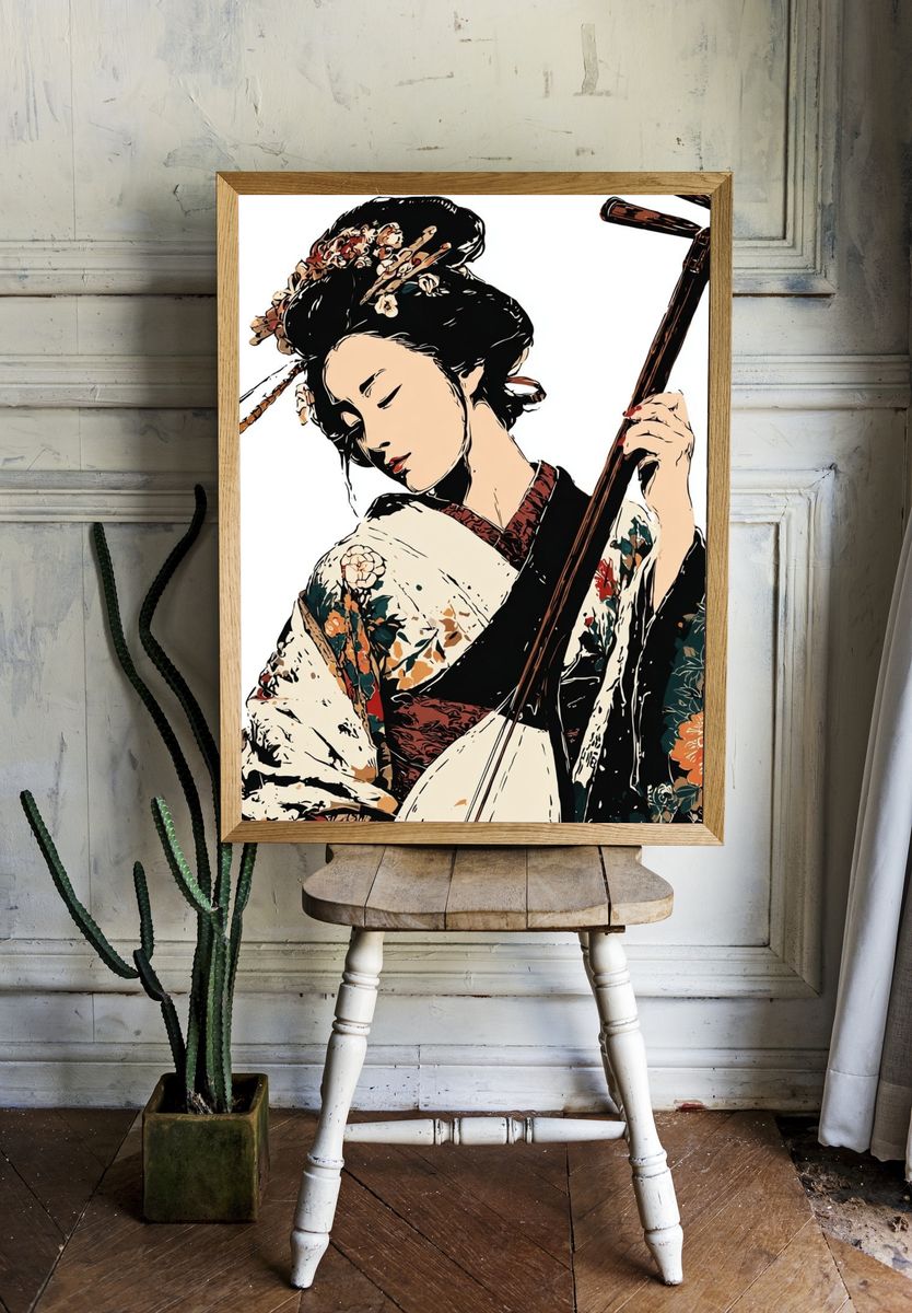 Geisha Portrait Illustration Poster. room preview