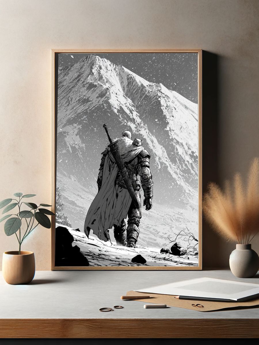 Snowy Warrior Mountain Print. — room view 2