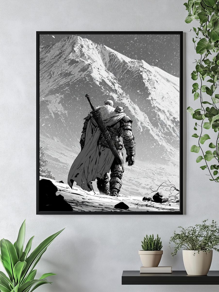 Snowy Warrior Mountain Print. — room view 4
