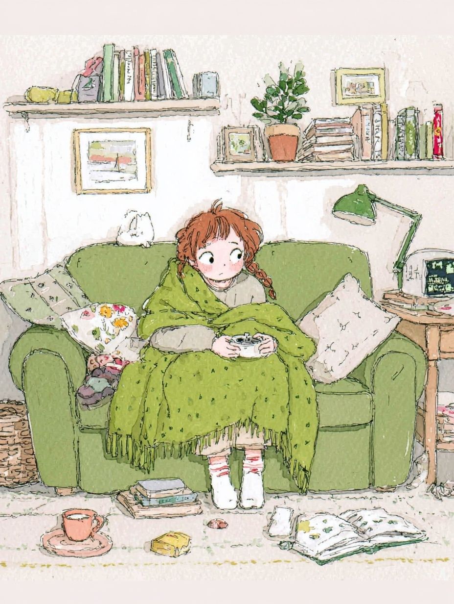 Cozy Reading Room Illustration Poster. poster detail