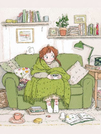 Cozy Reading Room Illustration Poster.