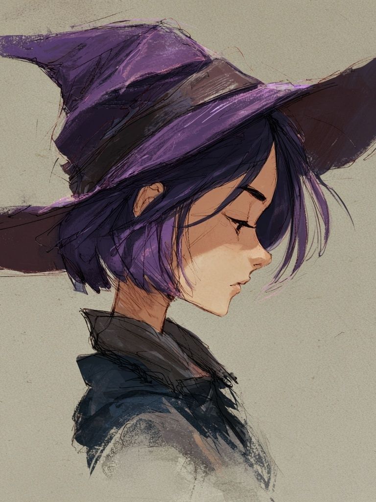 Purple Witch Portrait Print. poster detail