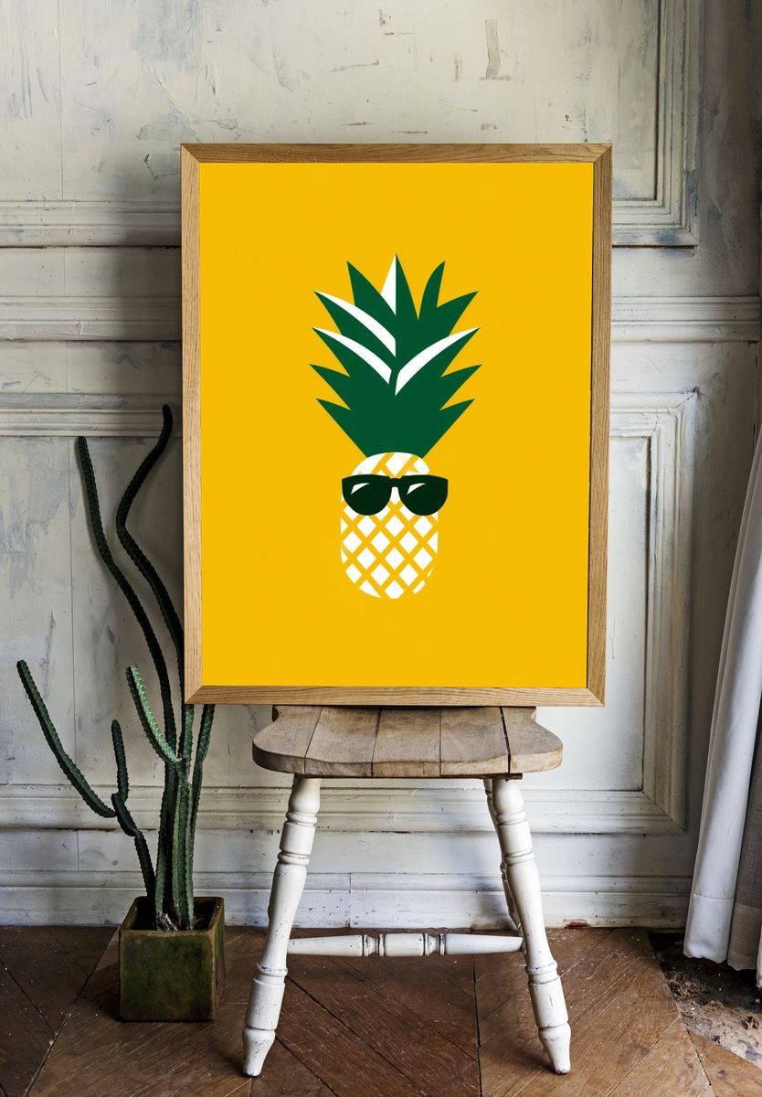 Cool Pineapple Illustration Poster. room preview