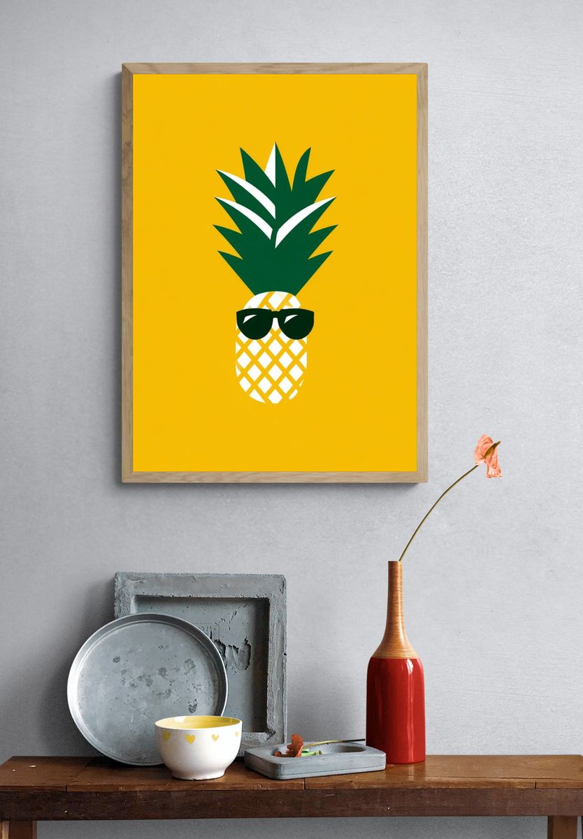 Cool Pineapple Illustration Poster. — room view 3