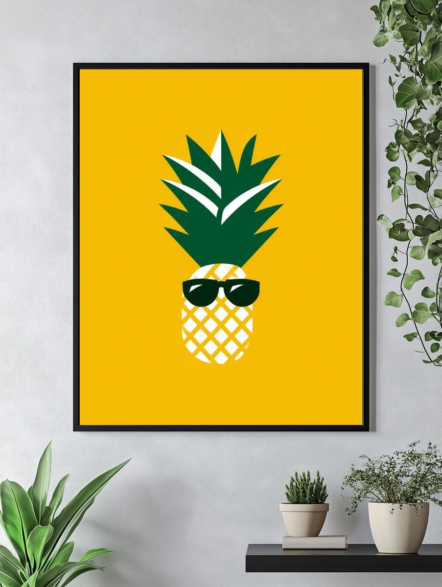 Cool Pineapple Illustration Poster. — room view 4