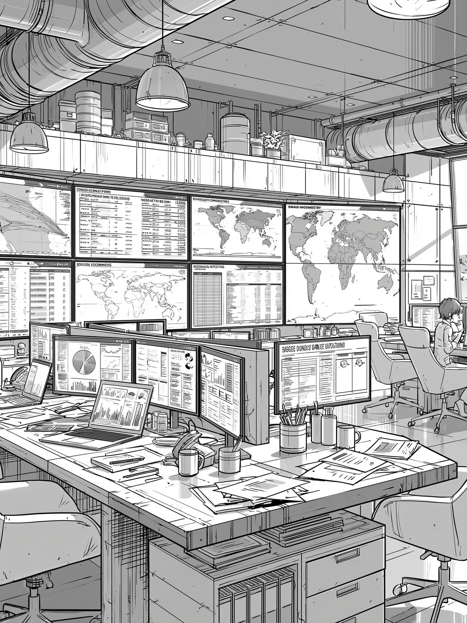 Modern Analytics Office Illustration Poster. poster detail