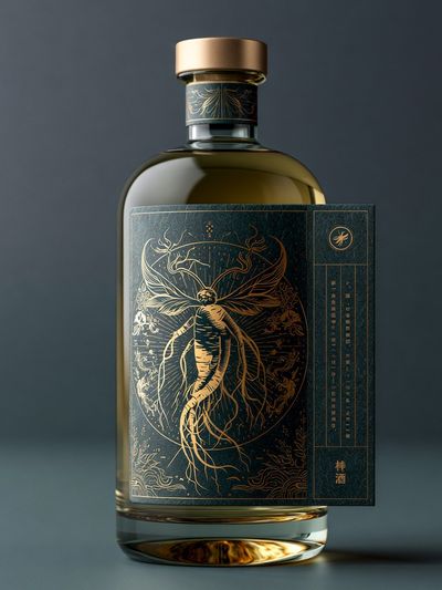 Art Nouveau Bottle Illustration Poster.