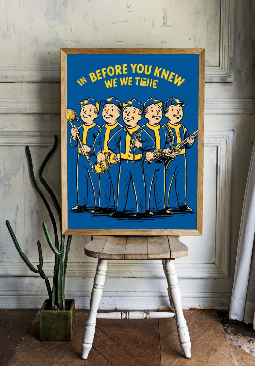 Vault Boy Band Illustration Poster. room preview