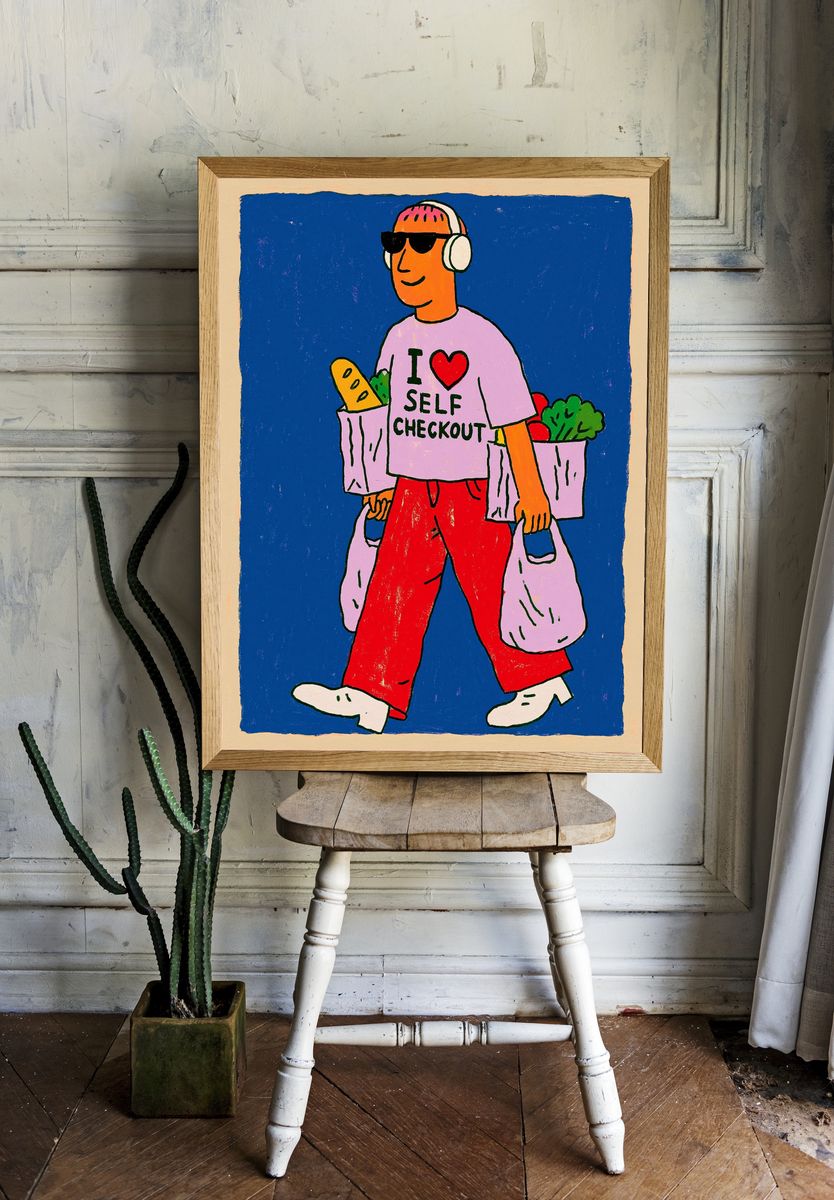 Self Checkout Illustration Poster. — room view 1