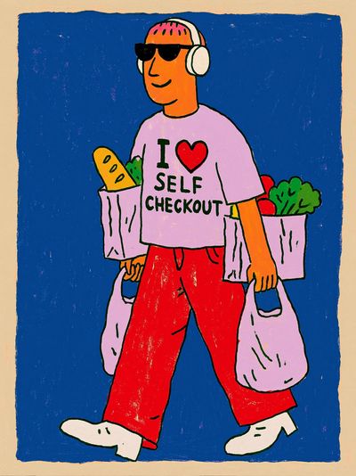 Self Checkout Illustration Poster. poster