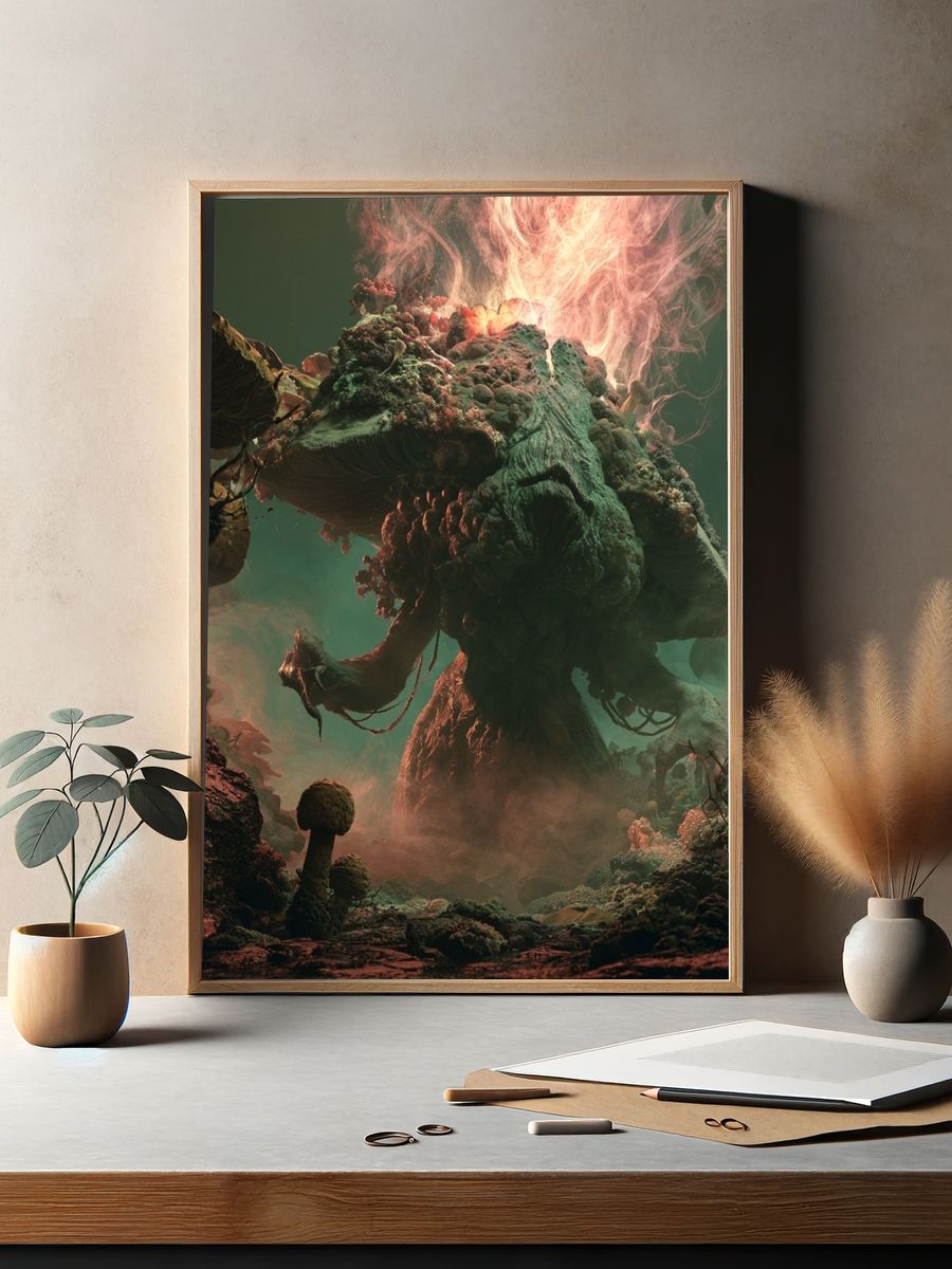 Surreal Mushroom Forest Print. — room view 2