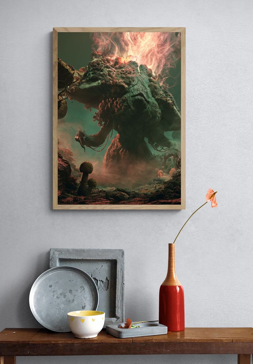 Surreal Mushroom Forest Print. — room view 3