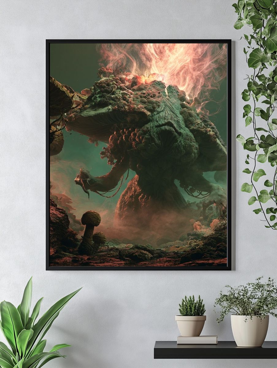Surreal Mushroom Forest Print. — room view 4