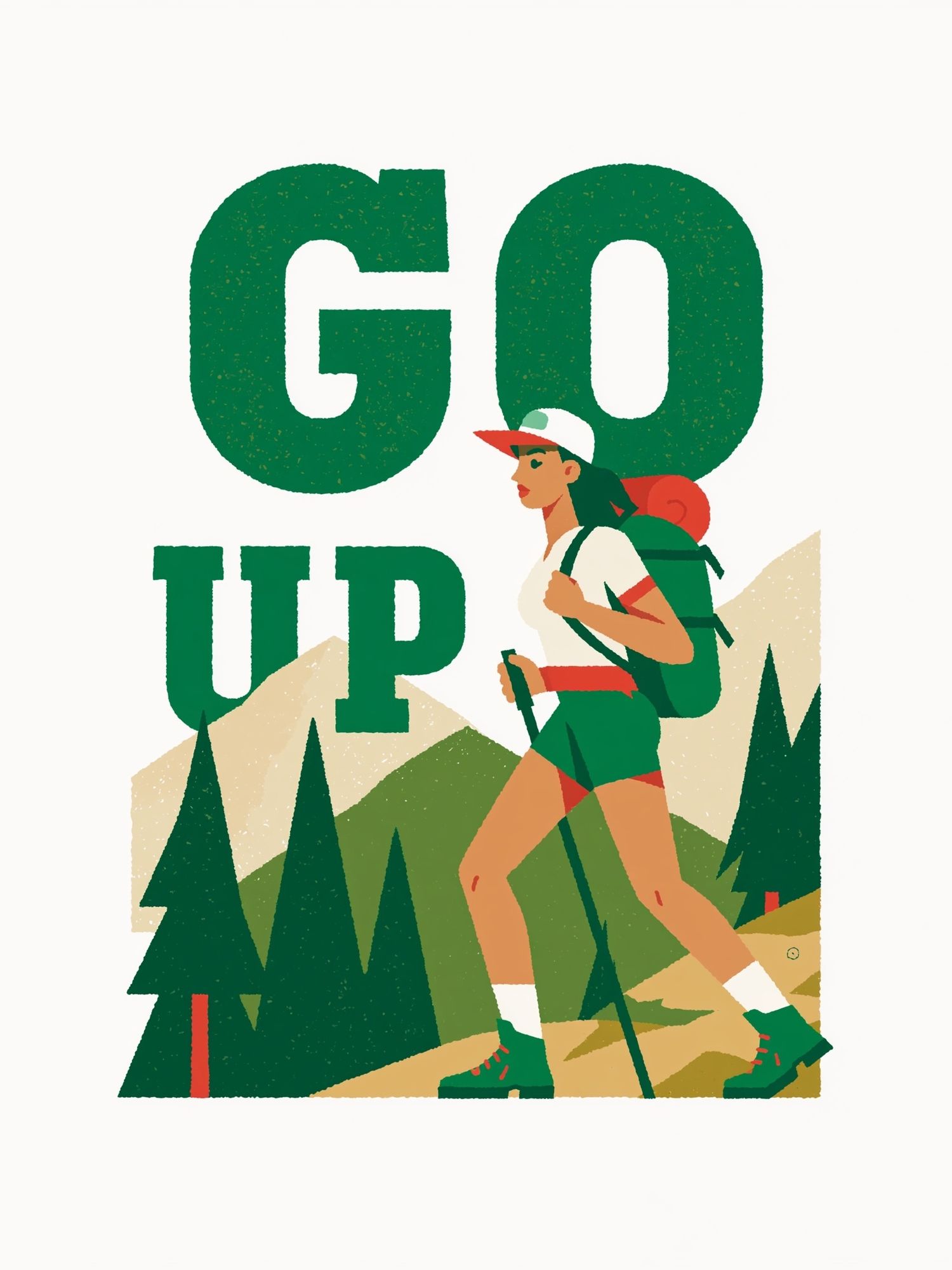Go Up Hiking Illustration Poster. poster — illustration art