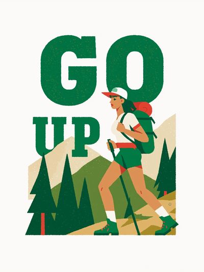 Go Up Hiking Illustration Poster. poster