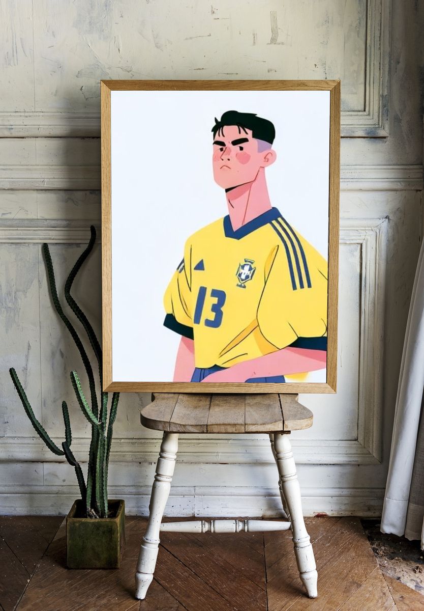 Soccer Player Portrait Illustration Poster. — room view 1