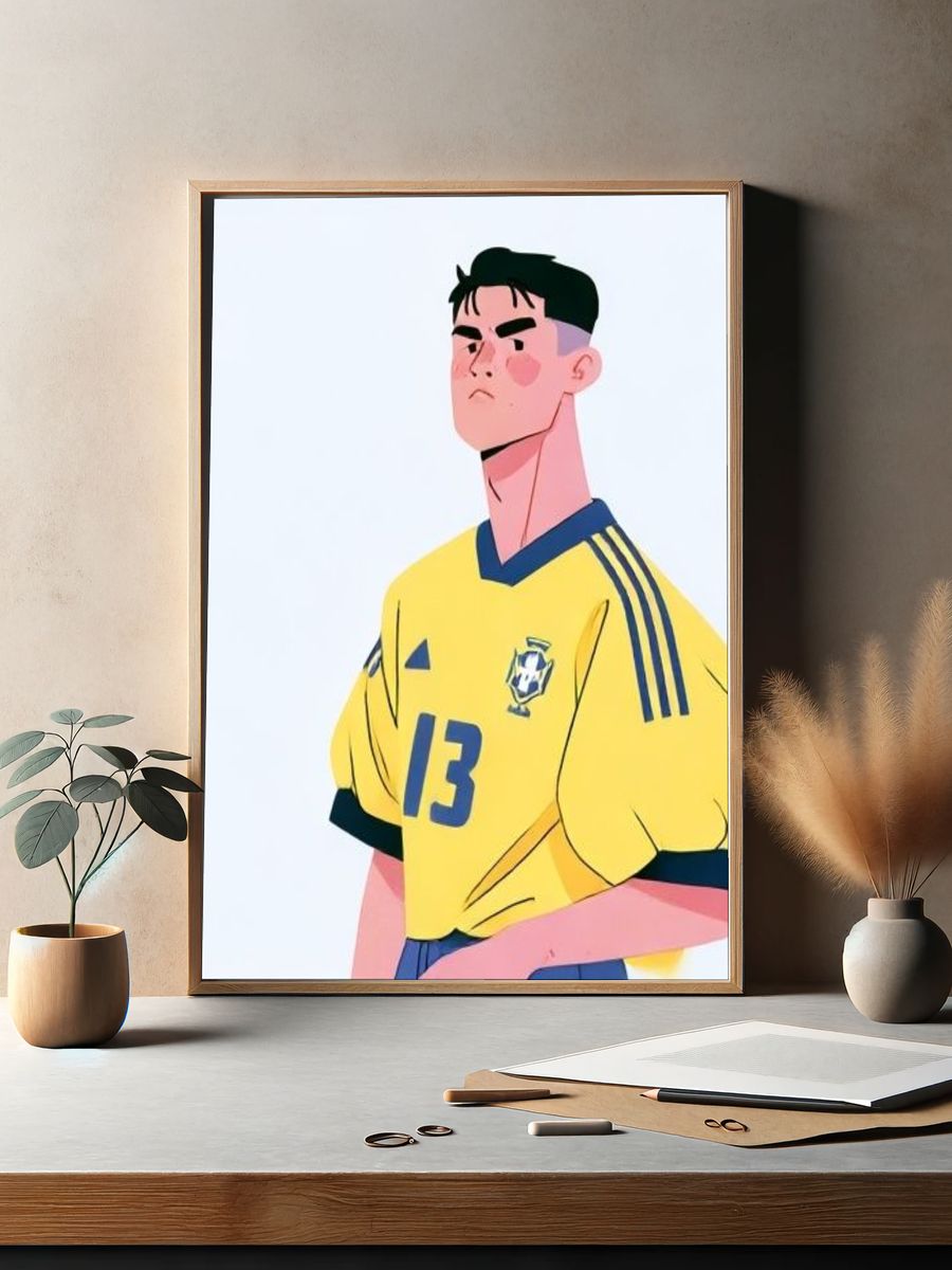 Soccer Player Portrait Illustration Poster. — room view 2