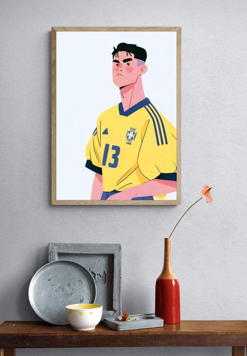 Soccer Player Portrait Illustration Poster. — room view 3