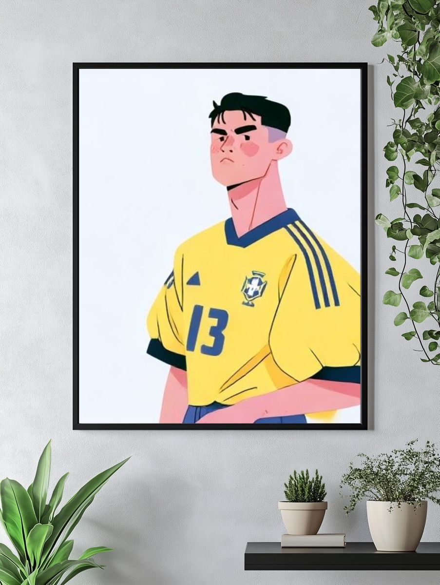 Soccer Player Portrait Illustration Poster. — room view 4