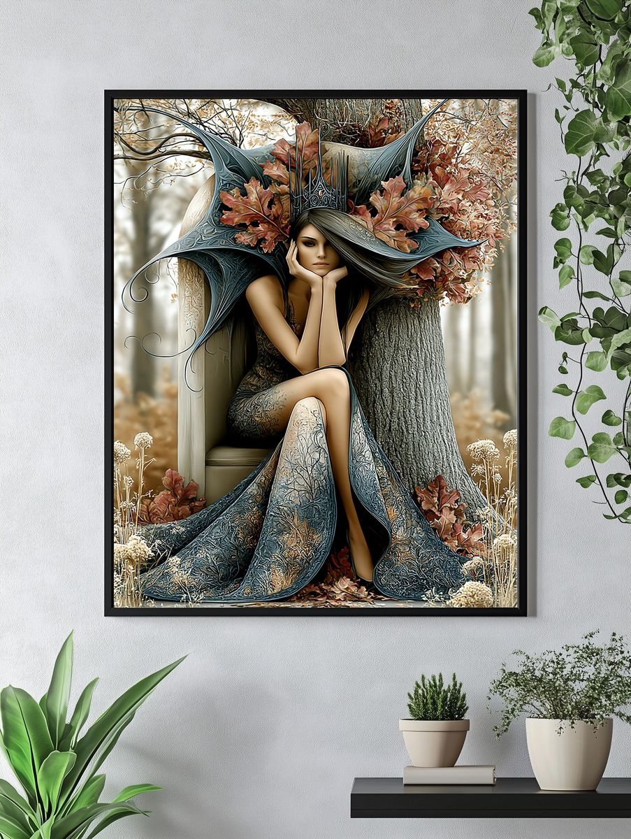 Autumn Forest Queen Illustration Poster. — room view 4