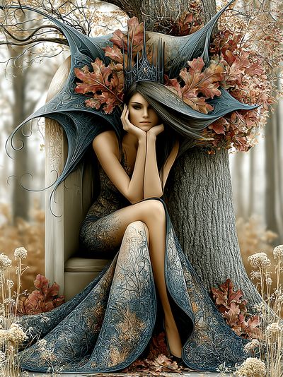 Autumn Forest Queen Illustration Poster. poster print