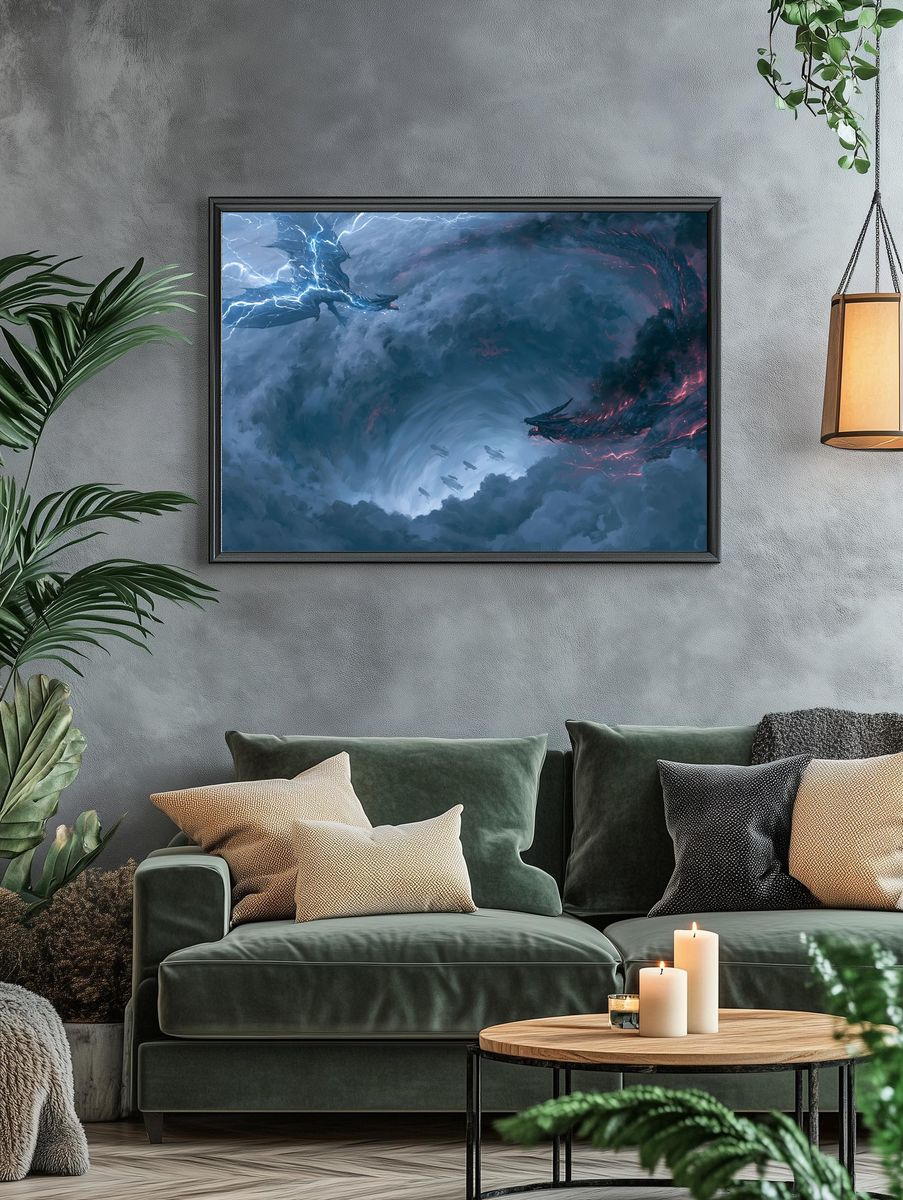 Storm Dragons Clash Print. — room view 4