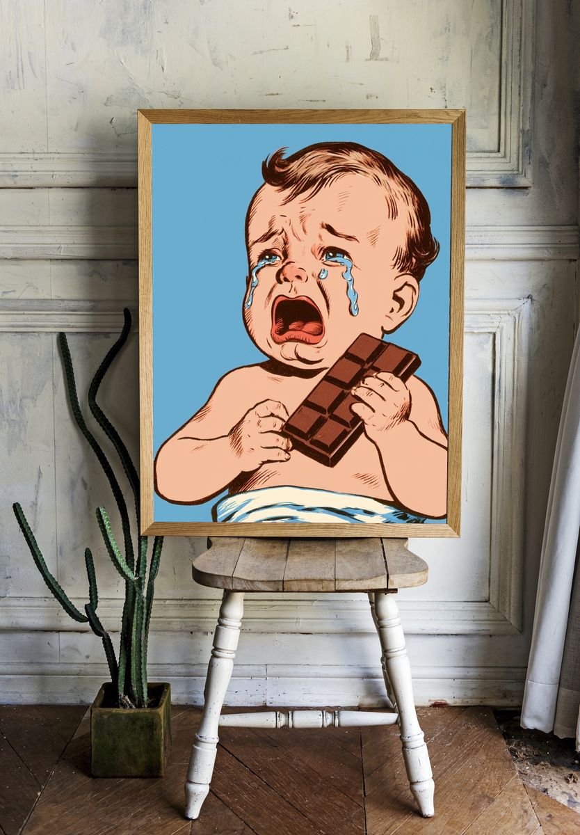 Crying Baby with Chocolate Poster. — room view 1