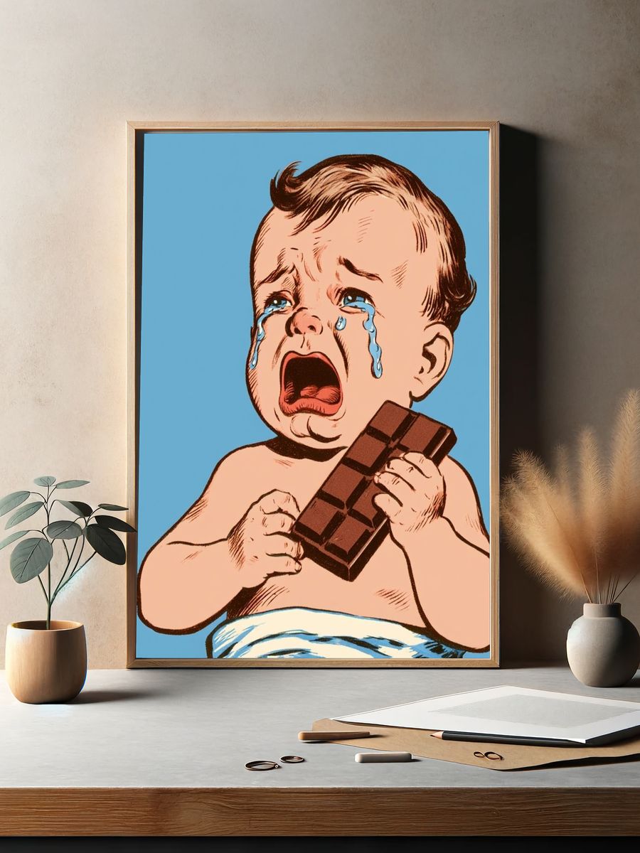 Crying Baby with Chocolate Poster. — room view 2