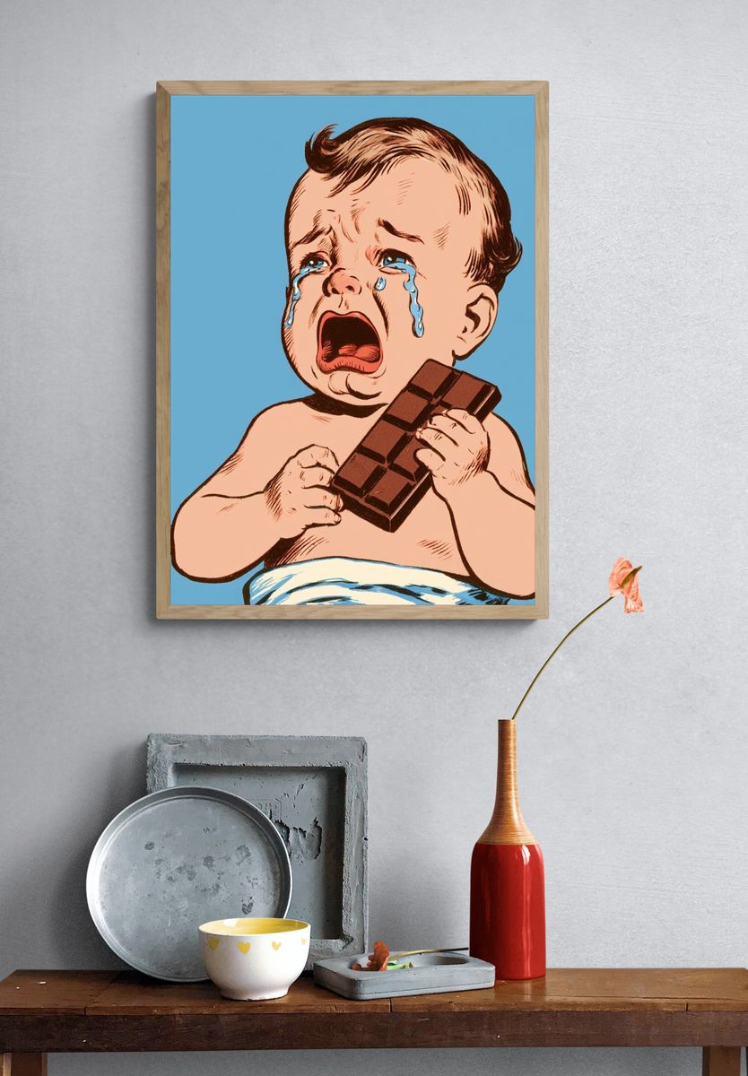 Crying Baby with Chocolate Poster. — room view 3