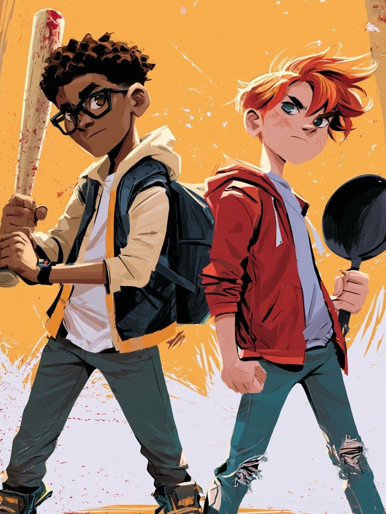Urban Baseball Duo Illustration Poster. poster — illustration art