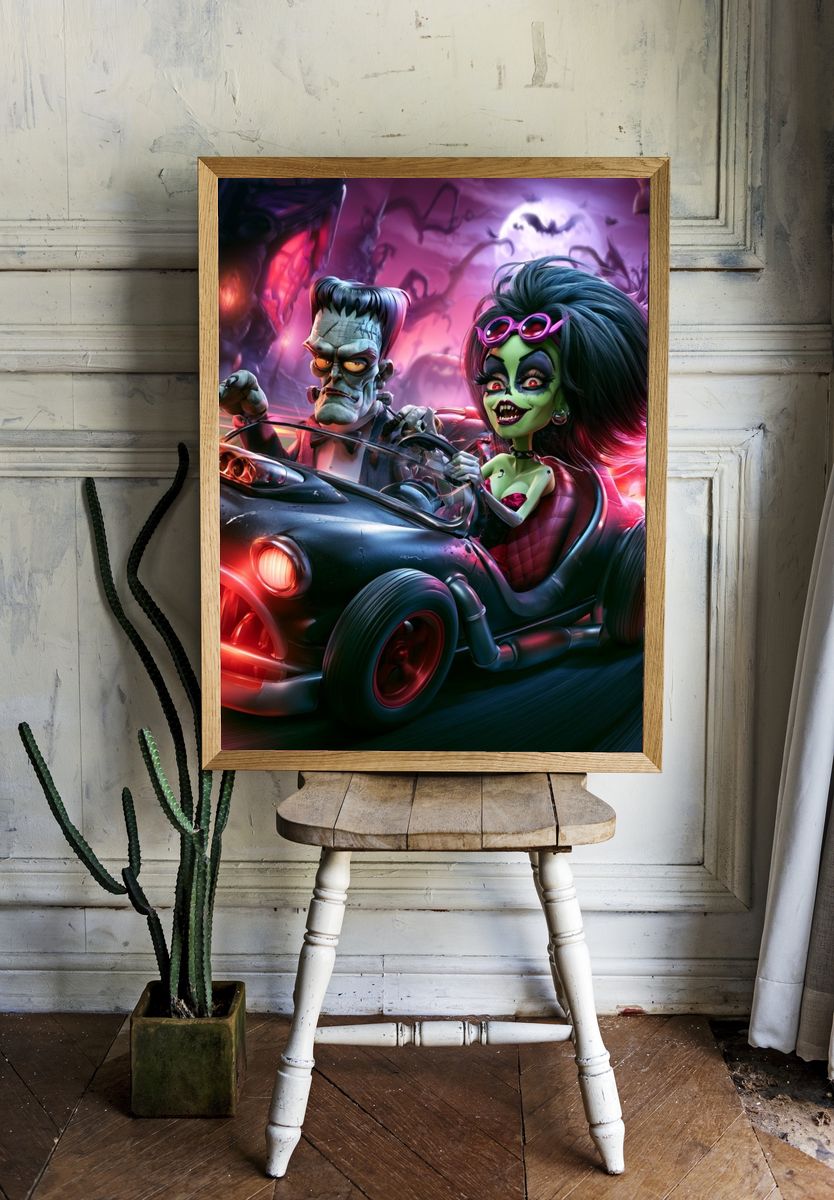 Monster Roadster — Illustration Print. — room view 1