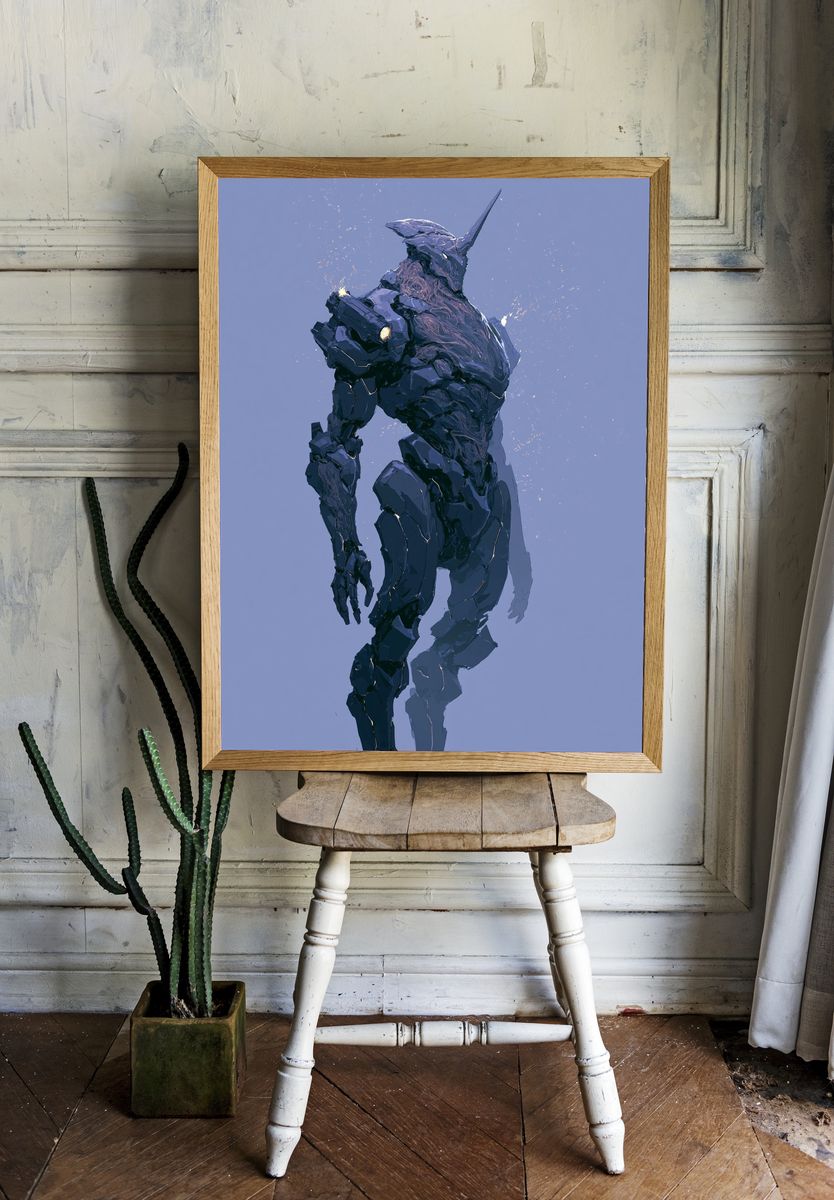 Mecha Titan Digital-Art Poster. room preview