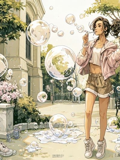 Bubble Girl Garden Illustration Poster. poster